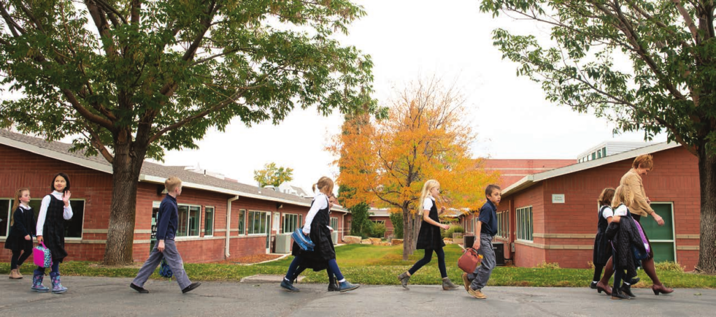 Teacher walking students